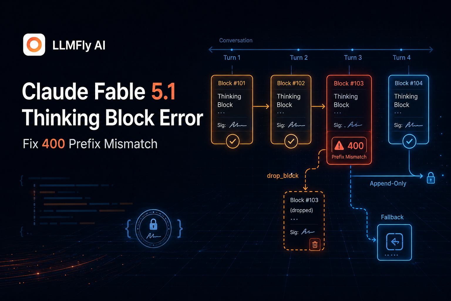 Claude Fable 5.1 thinking block error and 400 prefix mismatch